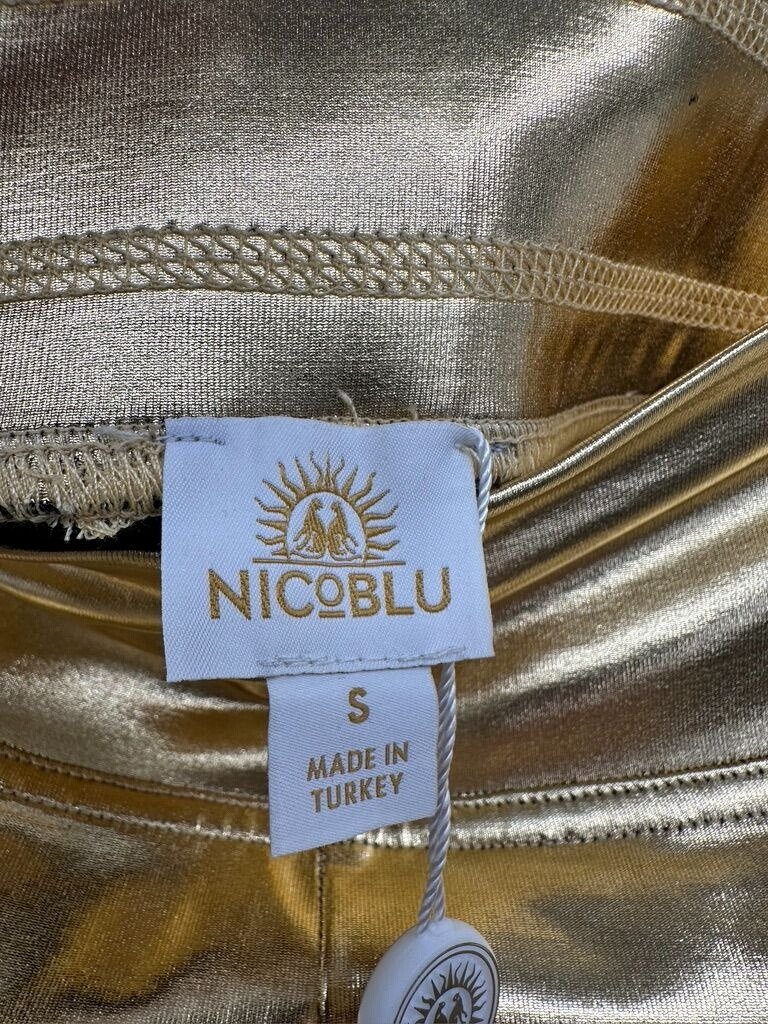 Nicoblu Roxana Gold Leggings Nwt Small — image 2 of 8